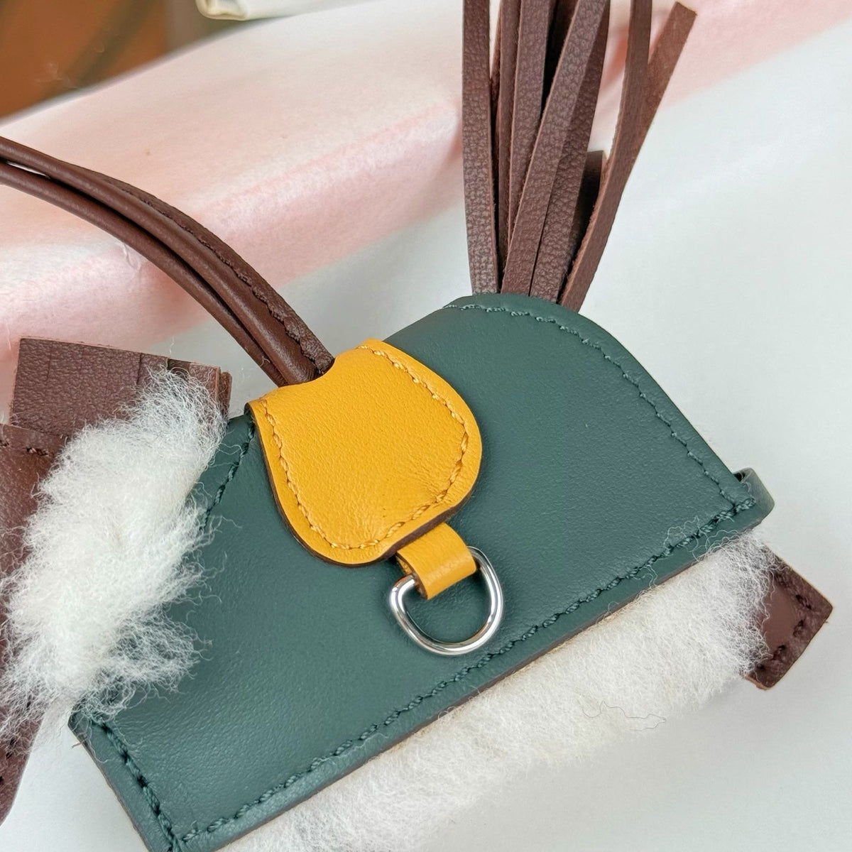 Hermes Rodeo Robeo Coeur Pony Bag Charm Lambswool