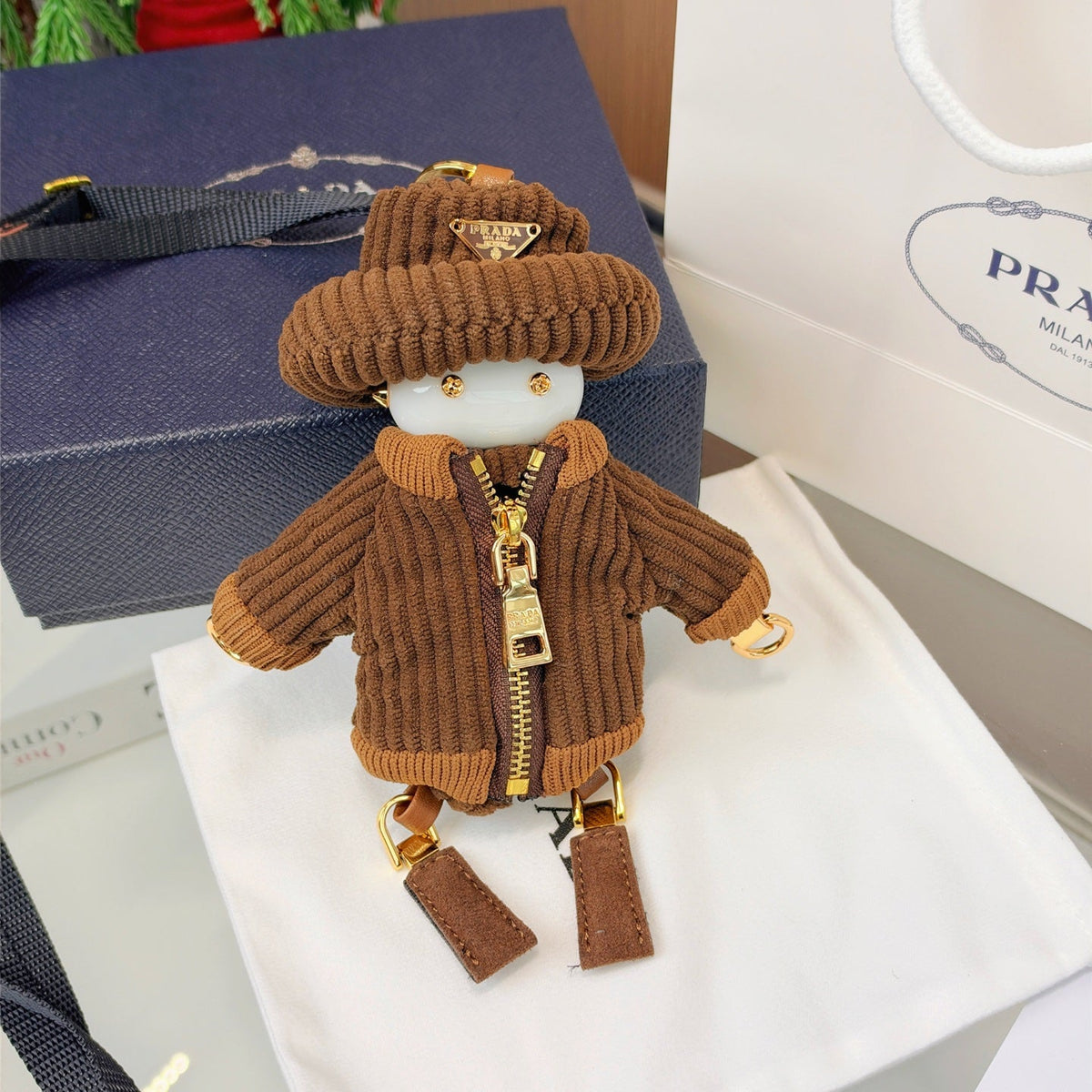 Prada Soft Robot Corduroy Bag Charm 546253