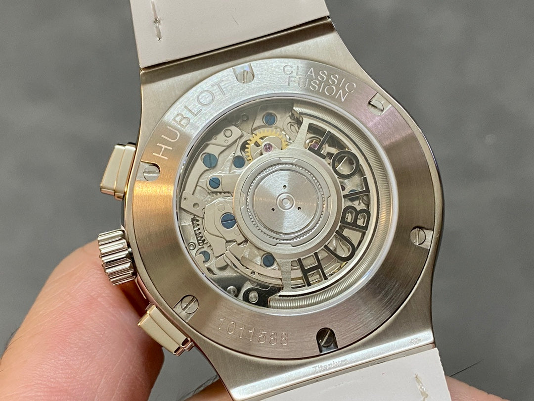 Hublot Classic Fusion Chronograph 45mm Titanium Case White Leather Strap