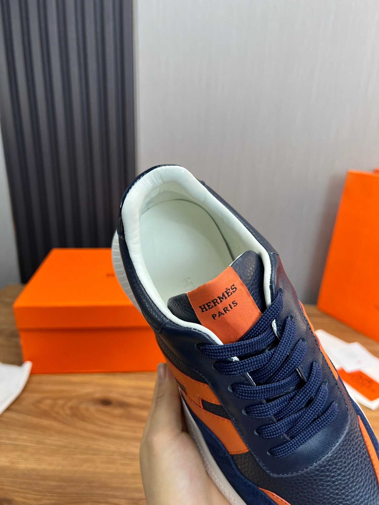 HM Men's Sneaker Navy Blue Cowhide Suede 936372