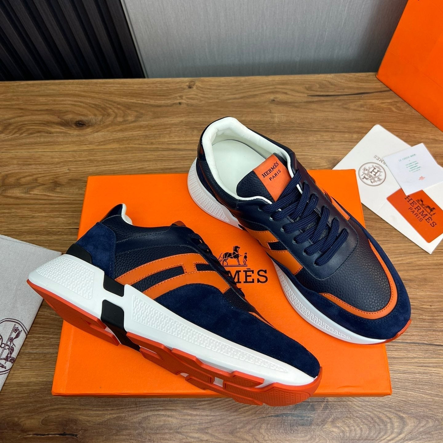 HM Men's Sneaker Navy Blue Cowhide Suede 936372