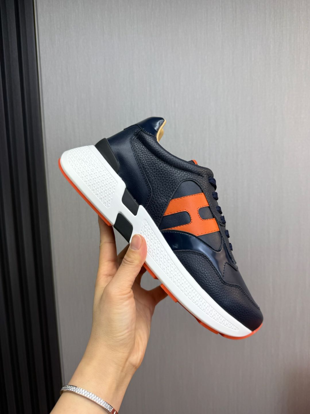 HM Men's Sneaker Navy Blue Cowhide 519232