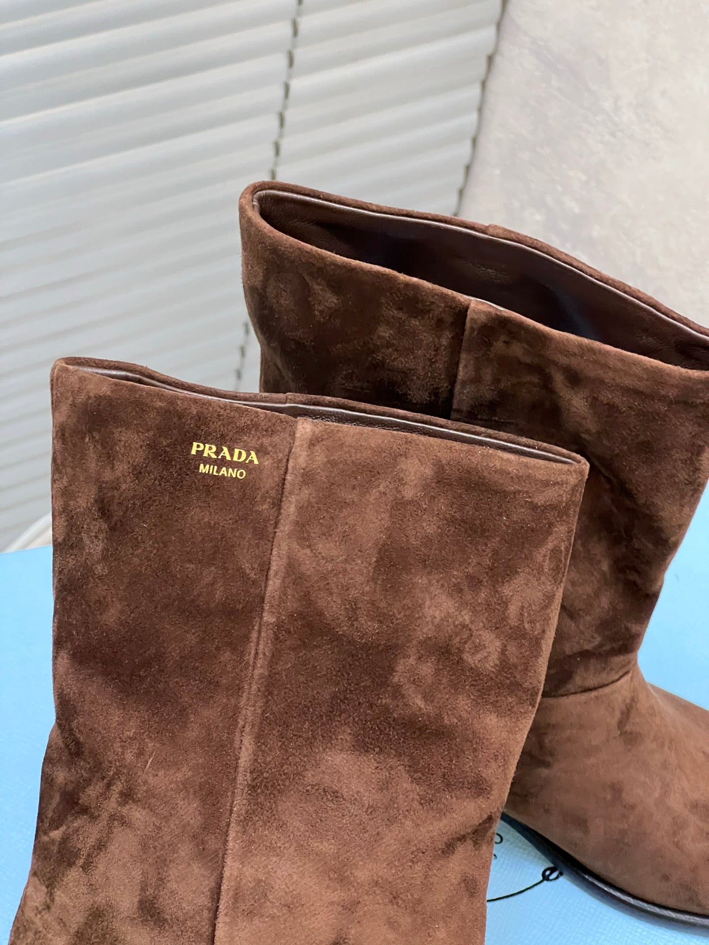 Prada 25 Boot Brown Suede Sheepskin 499844