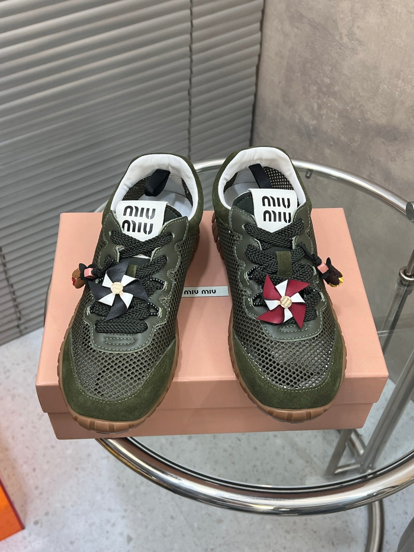 Miumiu 2026 Tyre Sneakers Mesh Suede Leather 952934