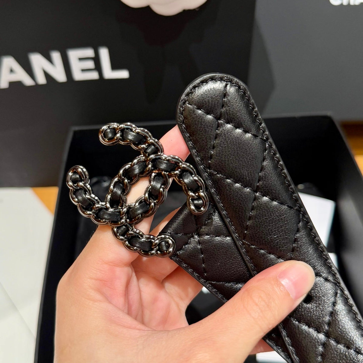 Chanel 2026 Quilted Belt 30mm Sheepskin