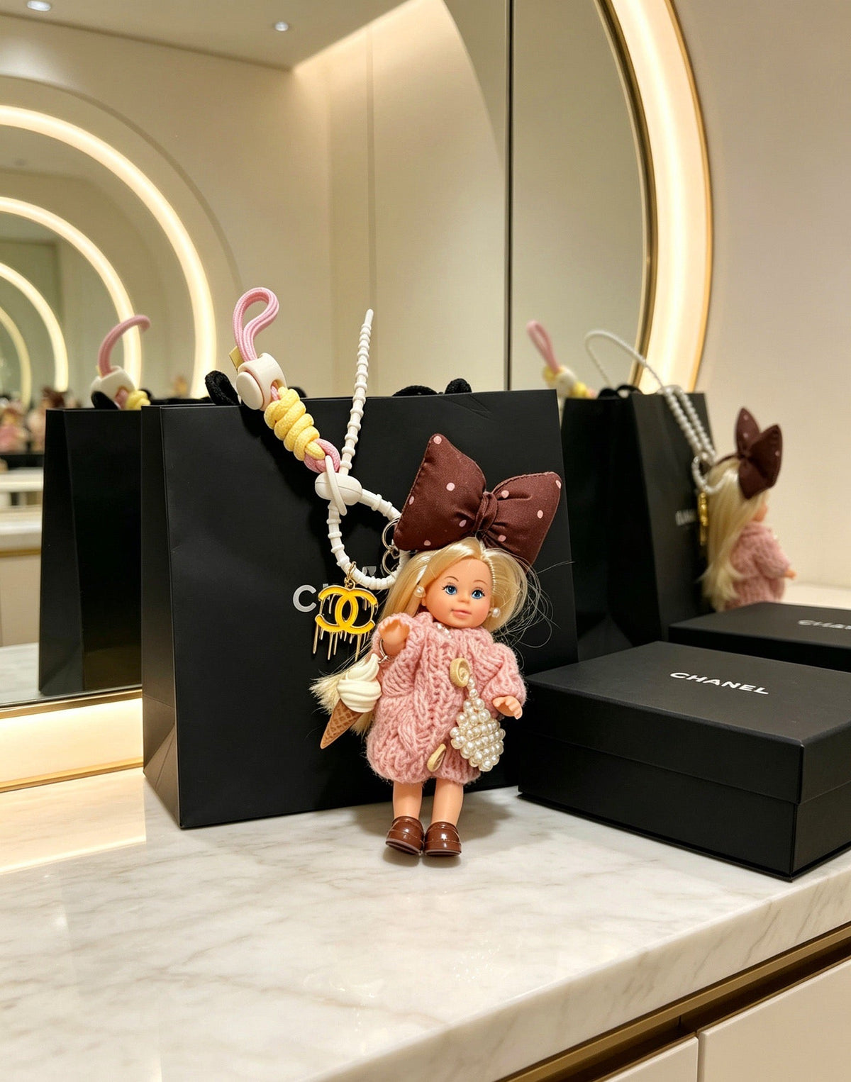 Chanel Pink Sweater Doll Charm