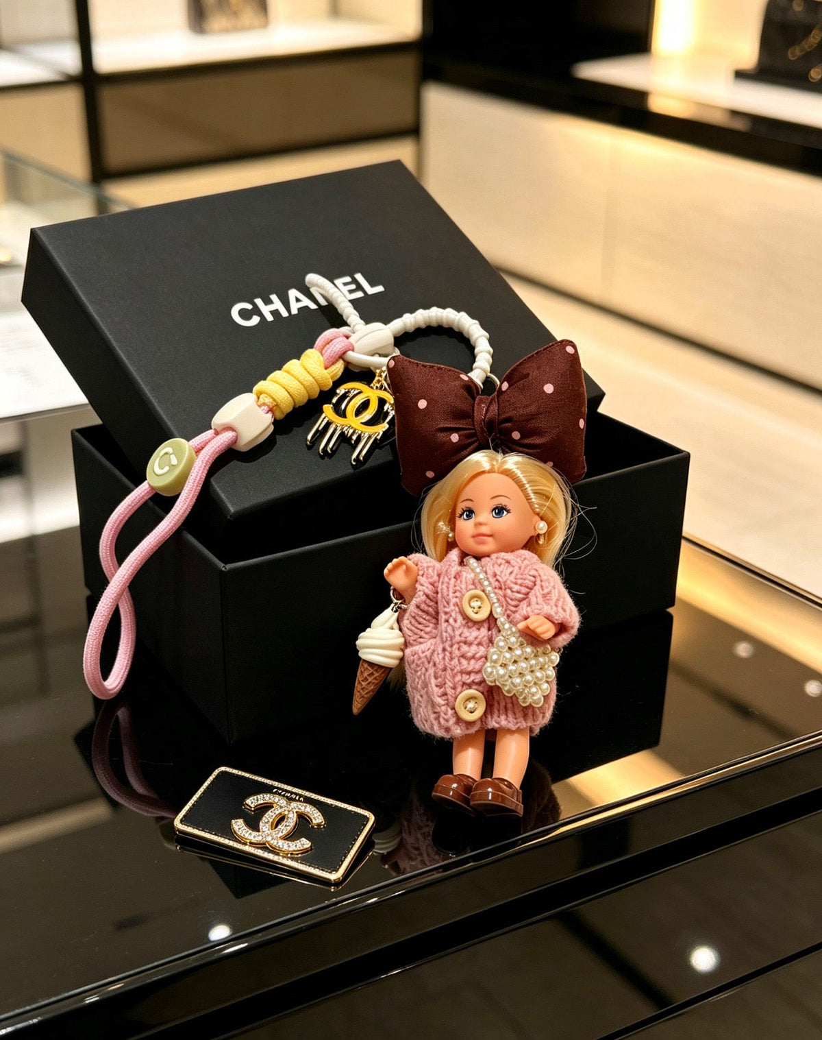 Chanel Pink Sweater Doll Charm