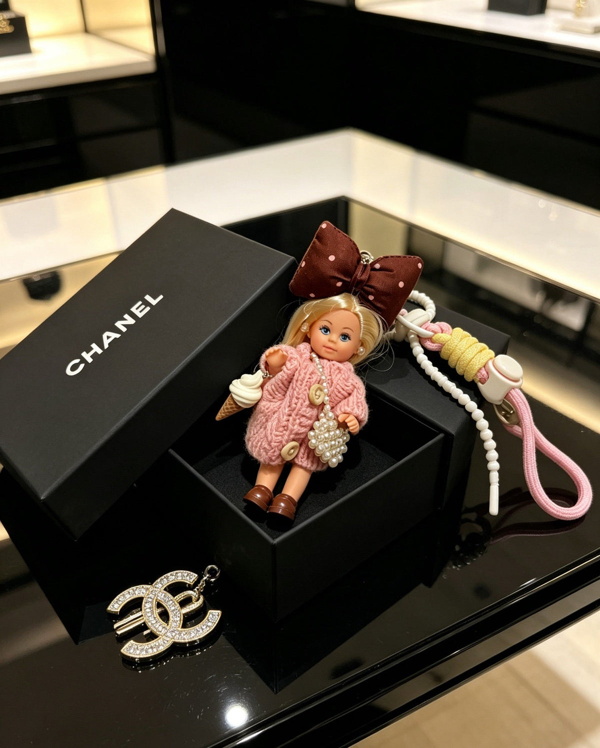 Chanel Pink Sweater Doll Charm