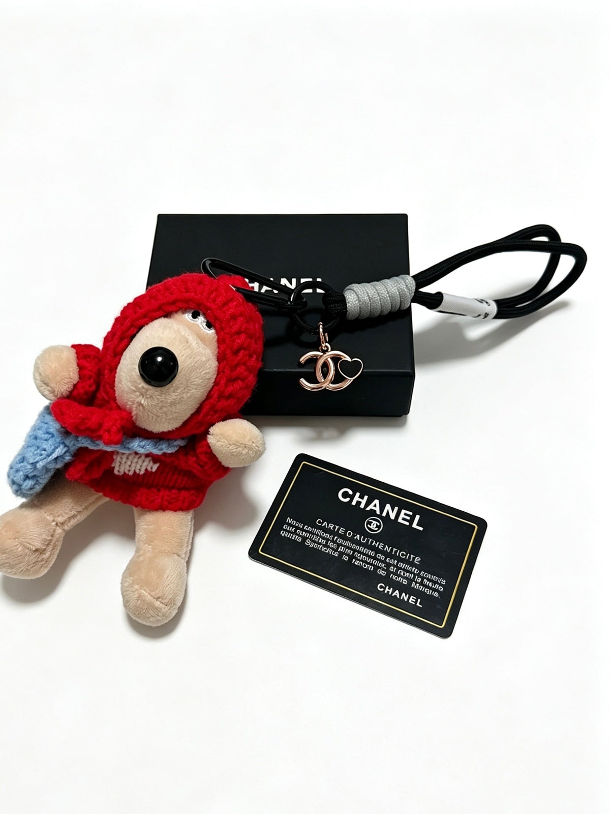 Chanel Red Mix Beige Teddy Bear Charm