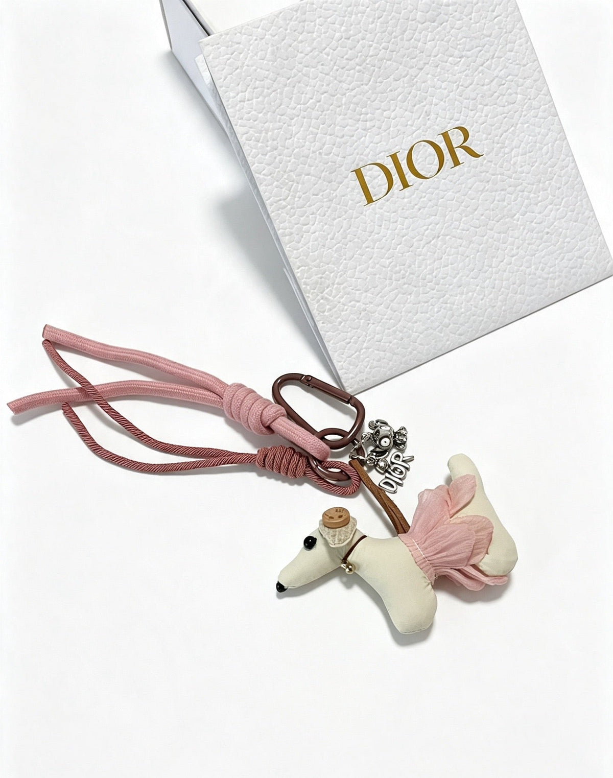 Dior White Pink Dog Charm