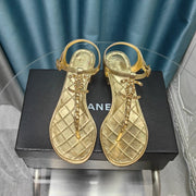 cc thong sandal 40 gold metalic calfskin