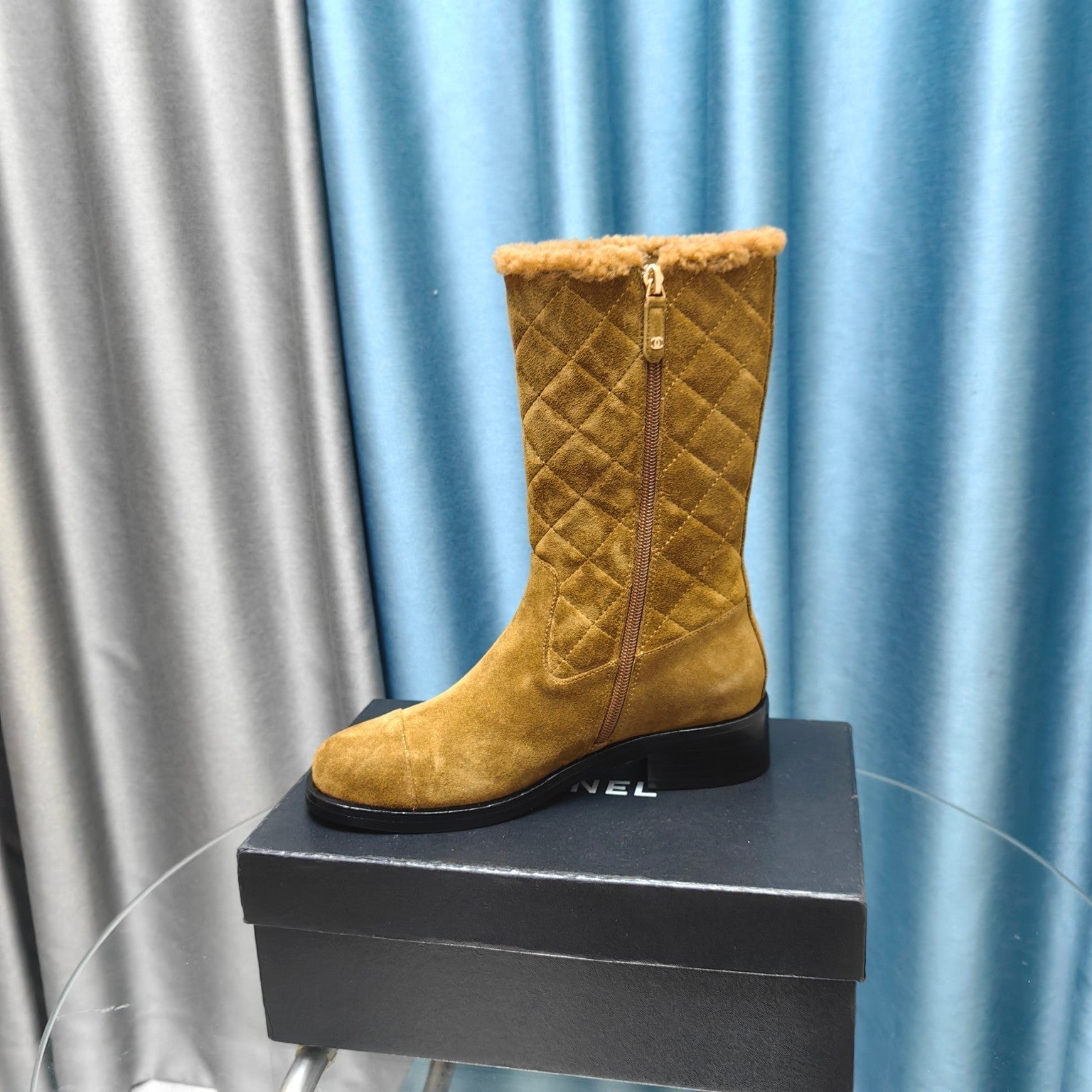 CC Short Boots Yellow Brown Suede Lining Wool And Lambskin