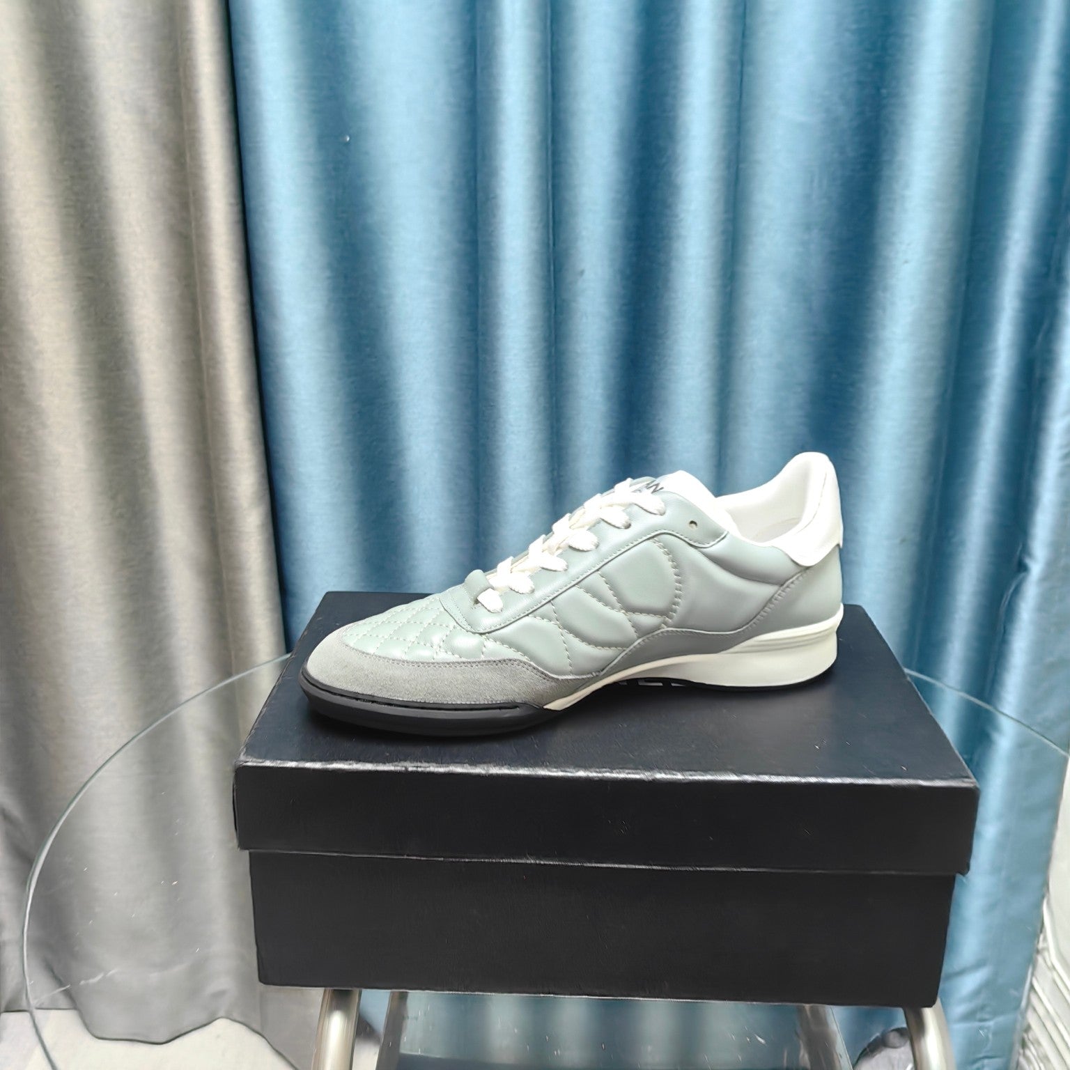 CC Sneaker Grey Quilted Cowhide And Suede