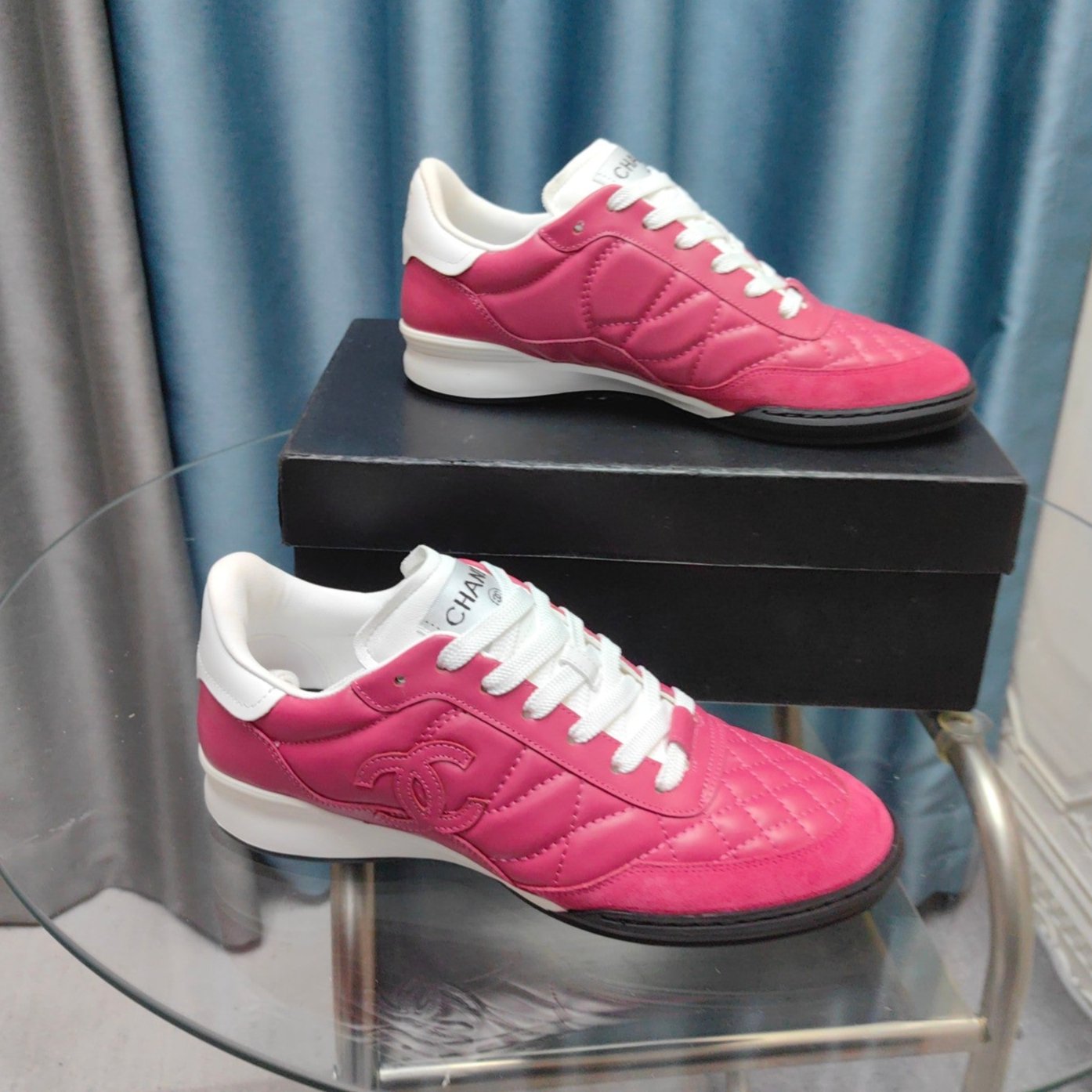 CC Sneaker Dark Pink Quilted Cowhide And Suede