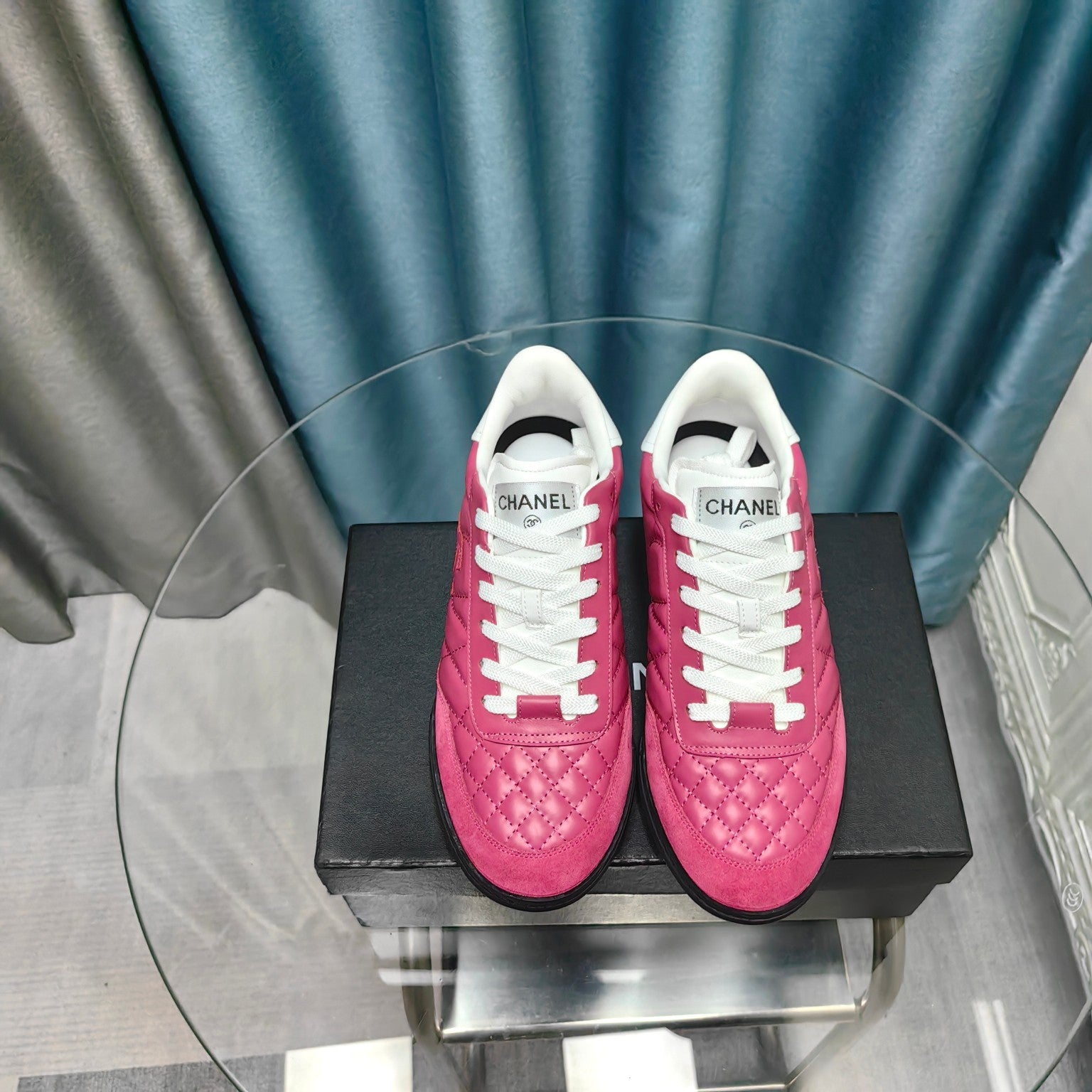 CC Sneaker Dark Pink Quilted Cowhide And Suede