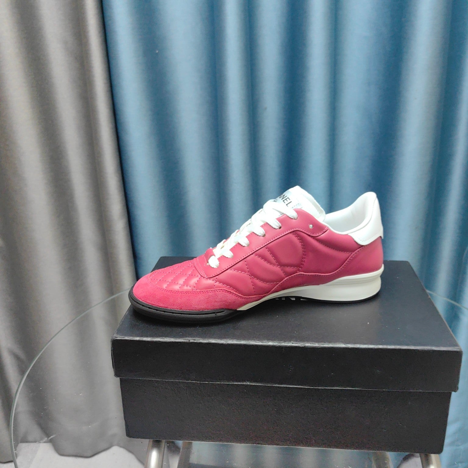 CC Sneaker Dark Pink Quilted Cowhide And Suede