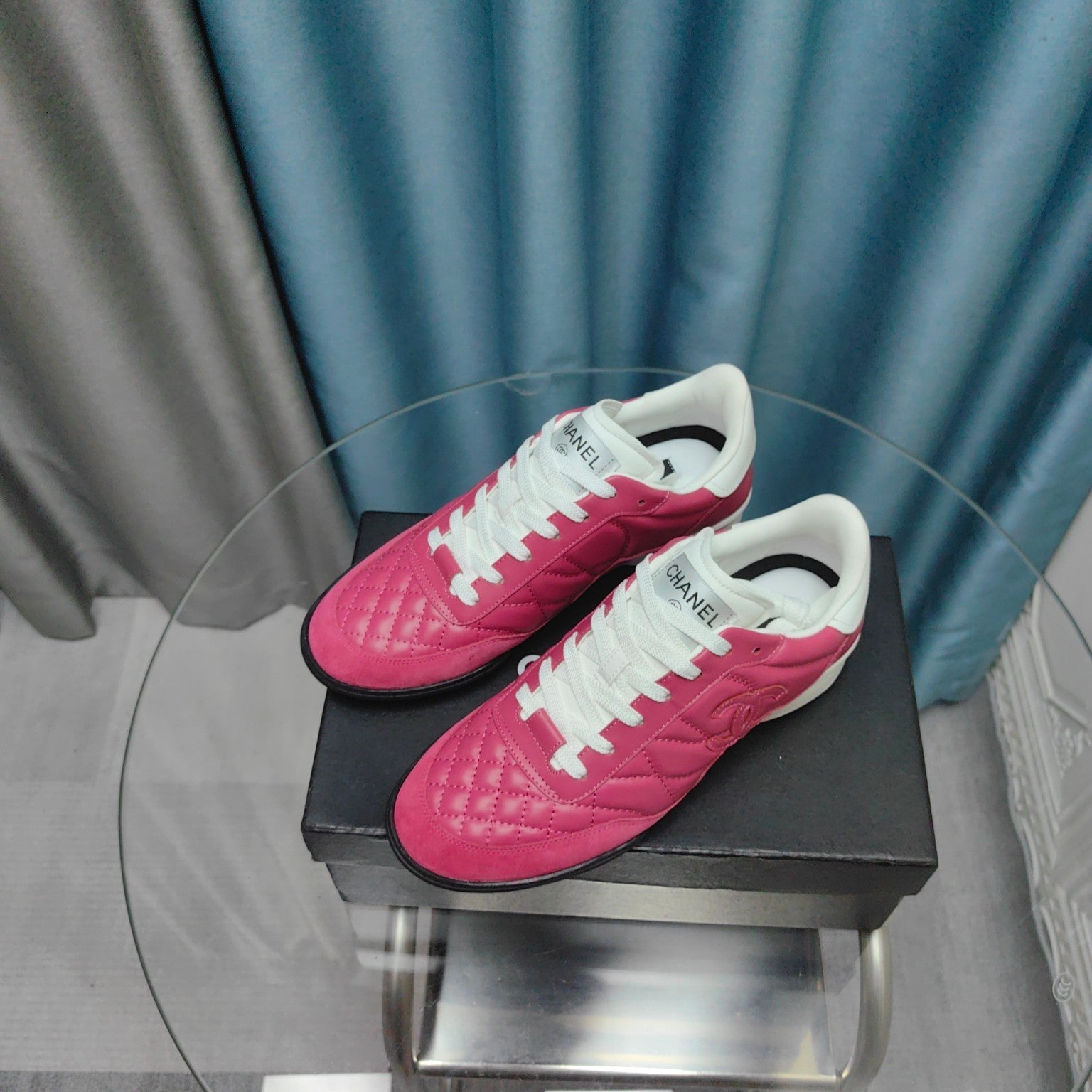 CC Sneaker Dark Pink Quilted Cowhide And Suede