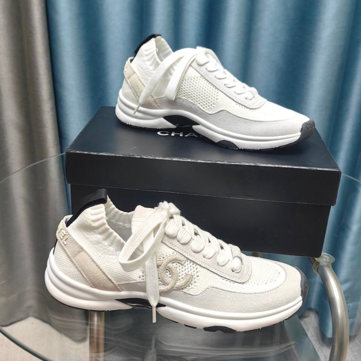 CC Sneaker White Grey Suede And Polyester Mesh Fabric