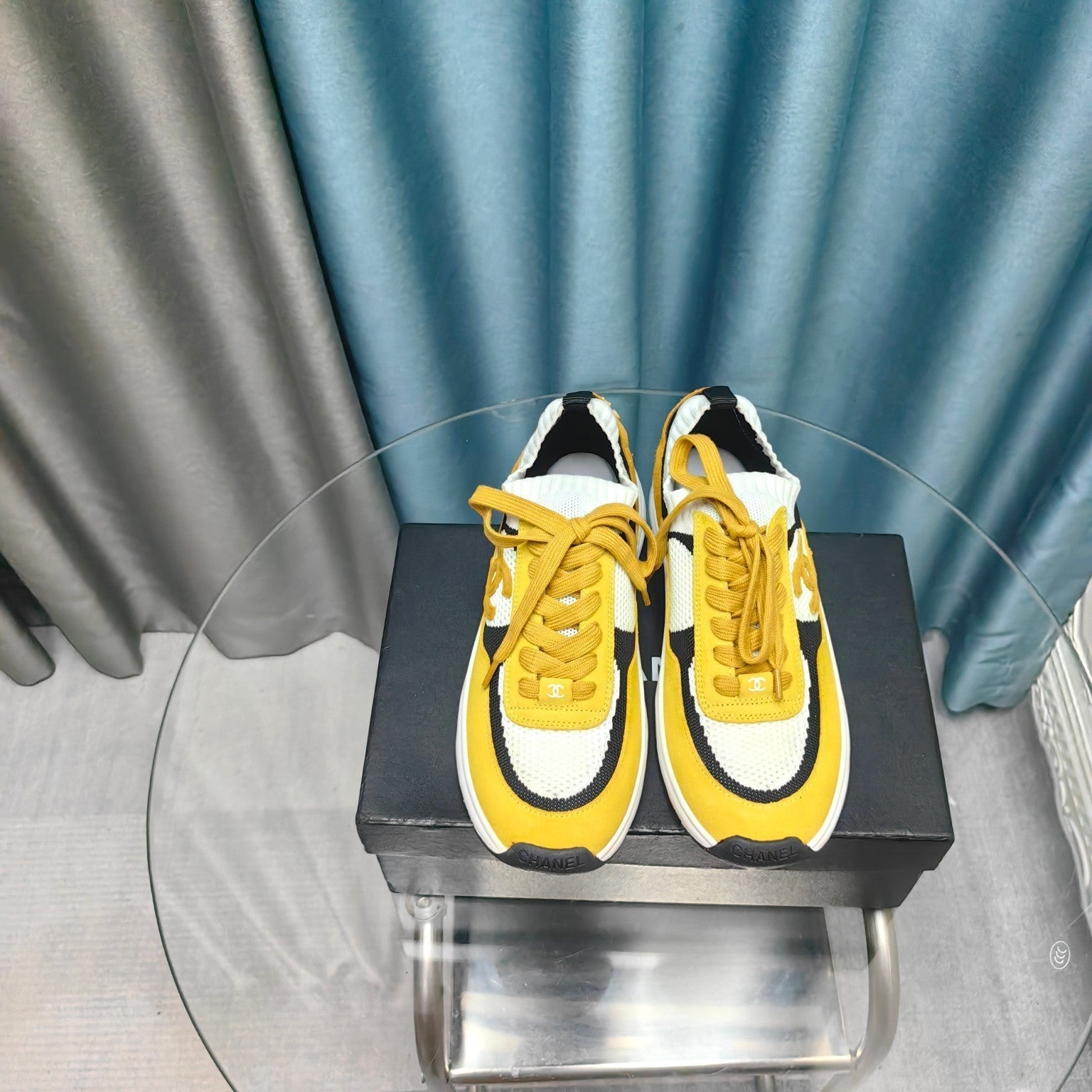 CC Sneaker Yellow White Suede And Polyester Mesh Fabric