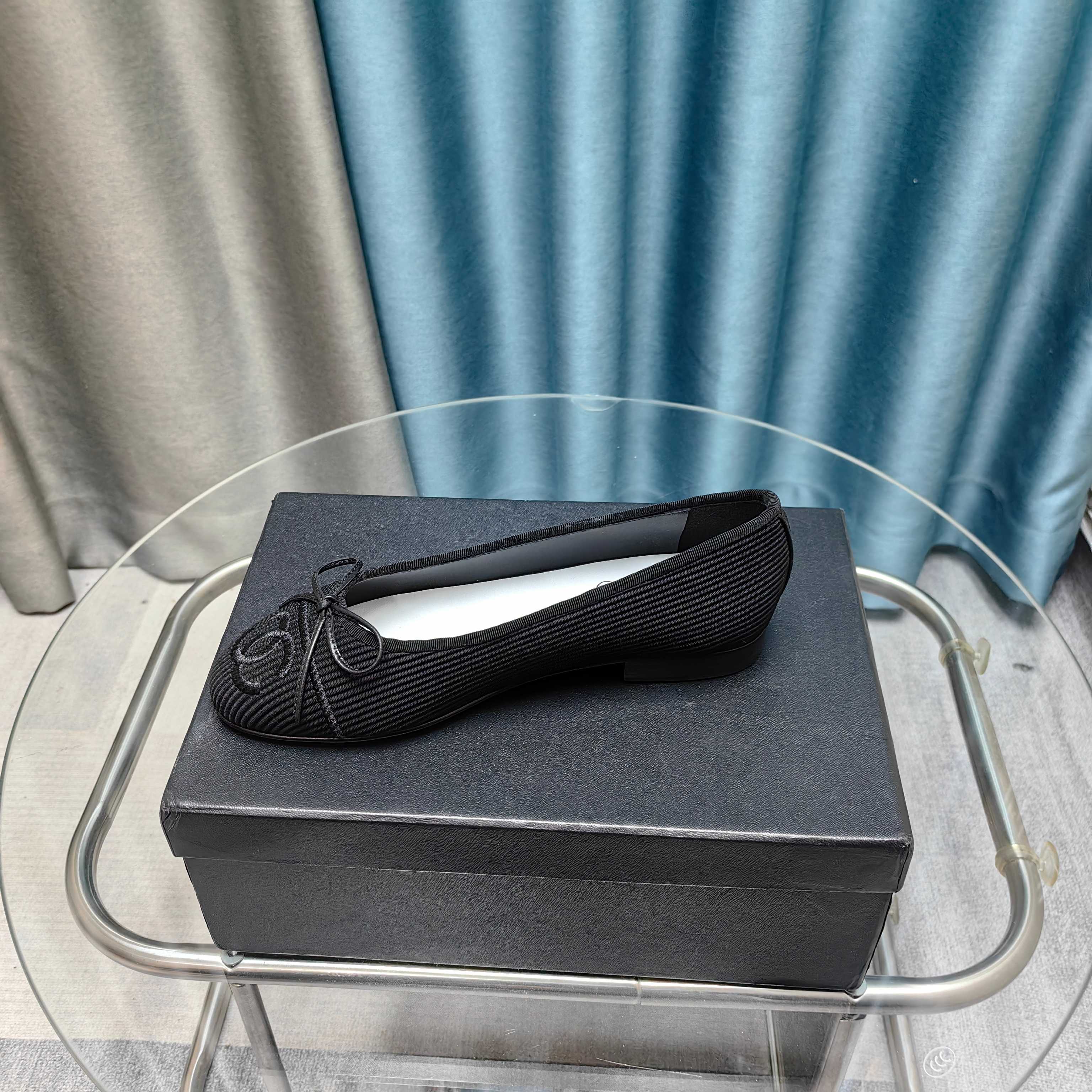 CC 25P Ballet Flat Black Striped Fabric