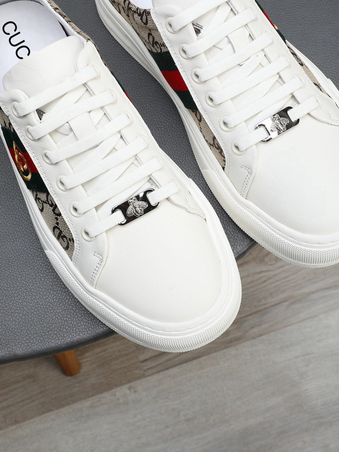 GG Men's Ace Sneaker Brown White Print Fabric 522633