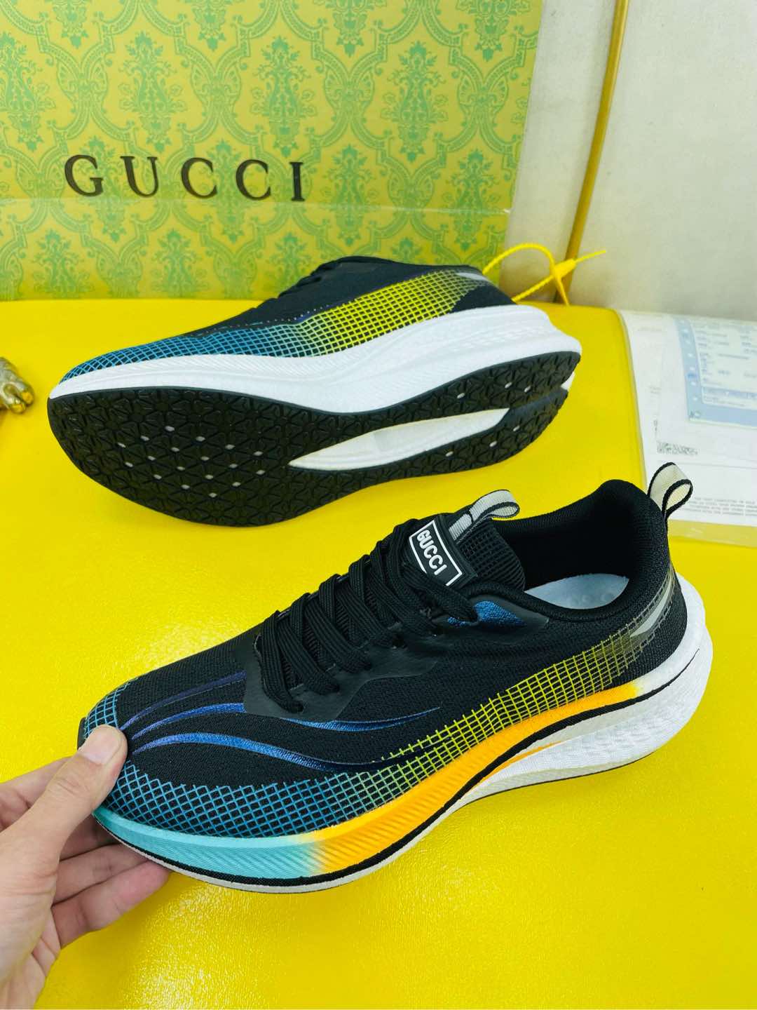 GG Men's Sneaker Black Blue Flywoven Fabric 532009