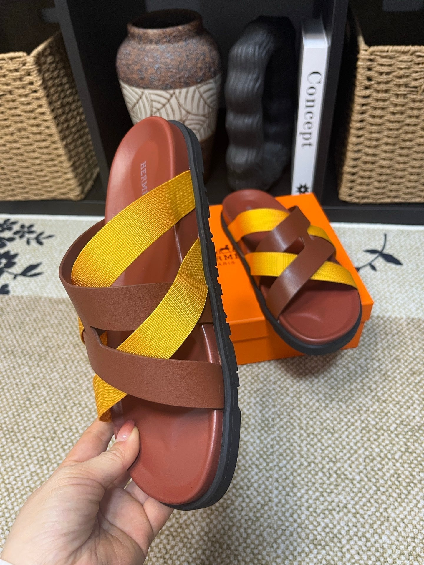 HM Men's Kazimir Brown Yellow Calfskin 595507