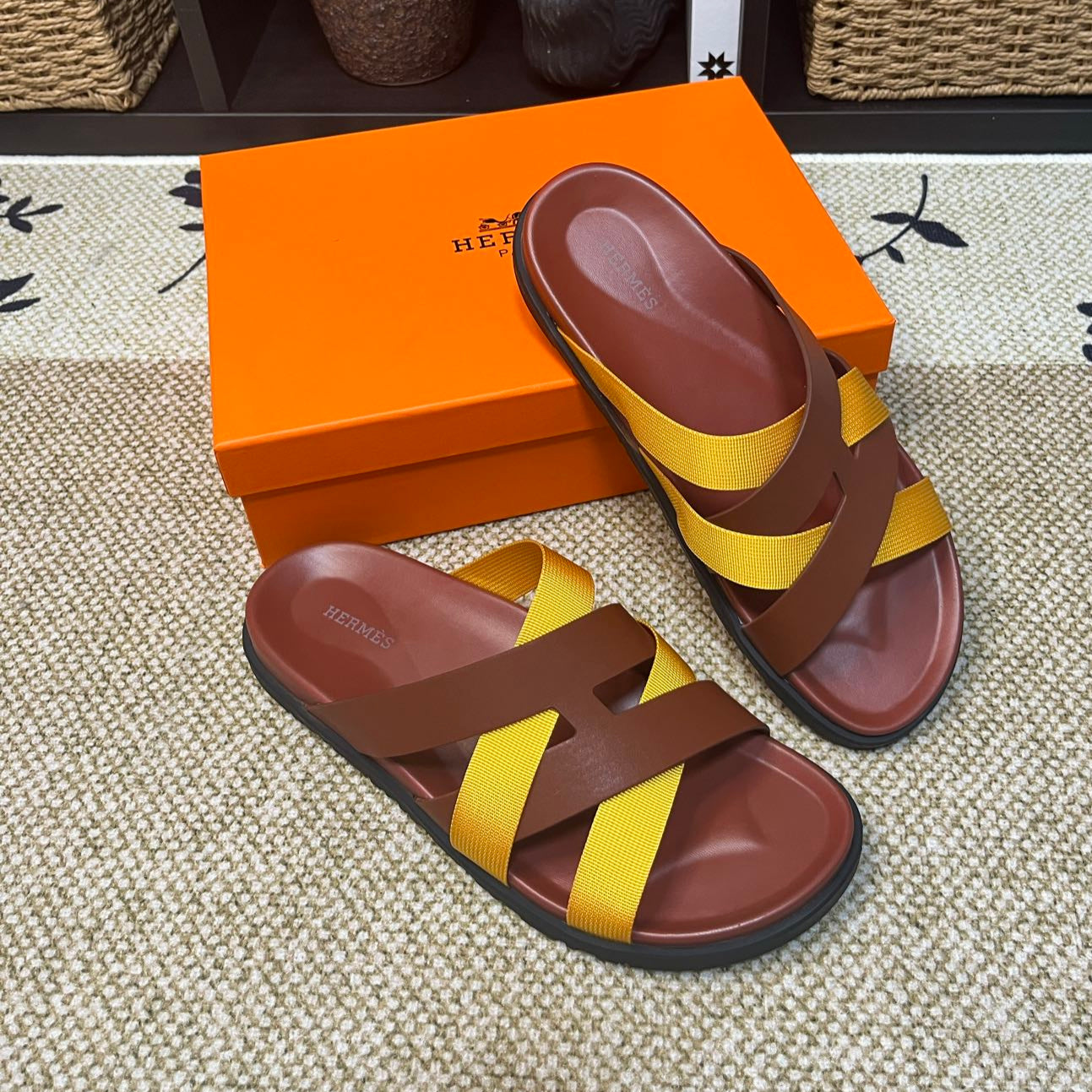 HM Men's Kazimir Brown Yellow Calfskin 595507