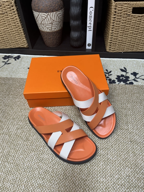 HM Men's Kazimir Brown White Calfskin 595563