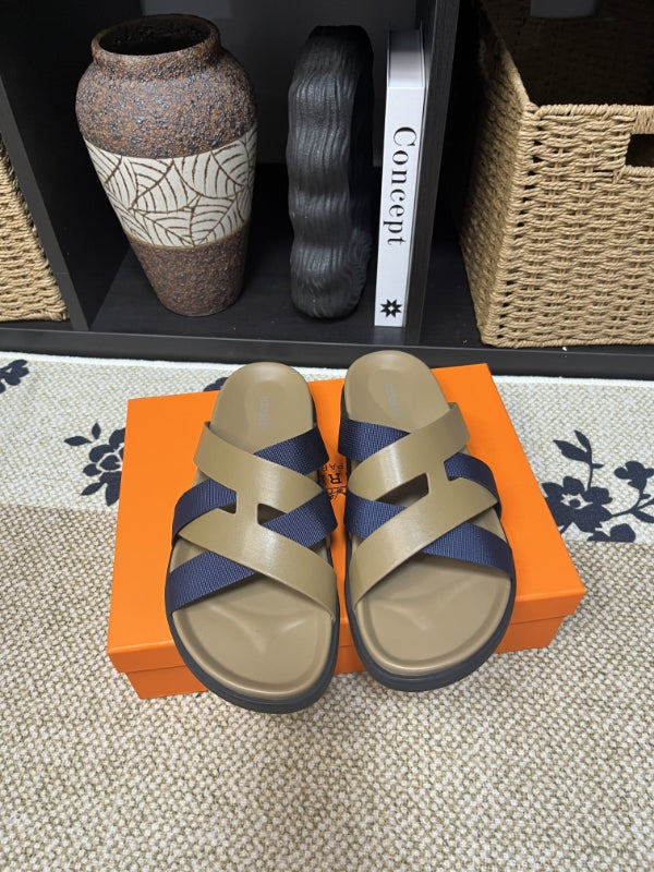 HM Men's Kazimir Moss Green Navy Blue Calfskin 595576