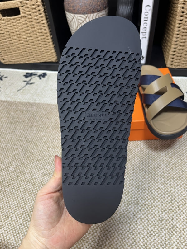 HM Men's Kazimir Moss Green Navy Blue Calfskin 595576