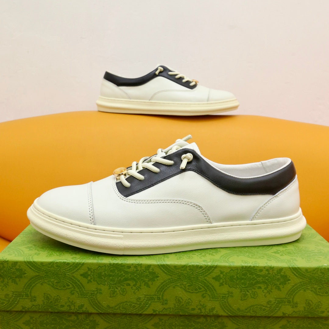 GG Men's Sneaker Black White Cowhide 522970