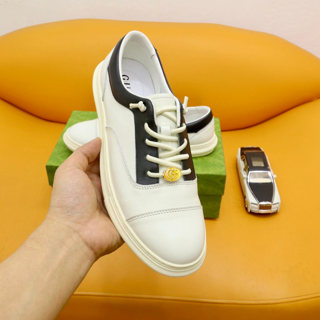 GG Men's Sneaker Black White Cowhide 522970