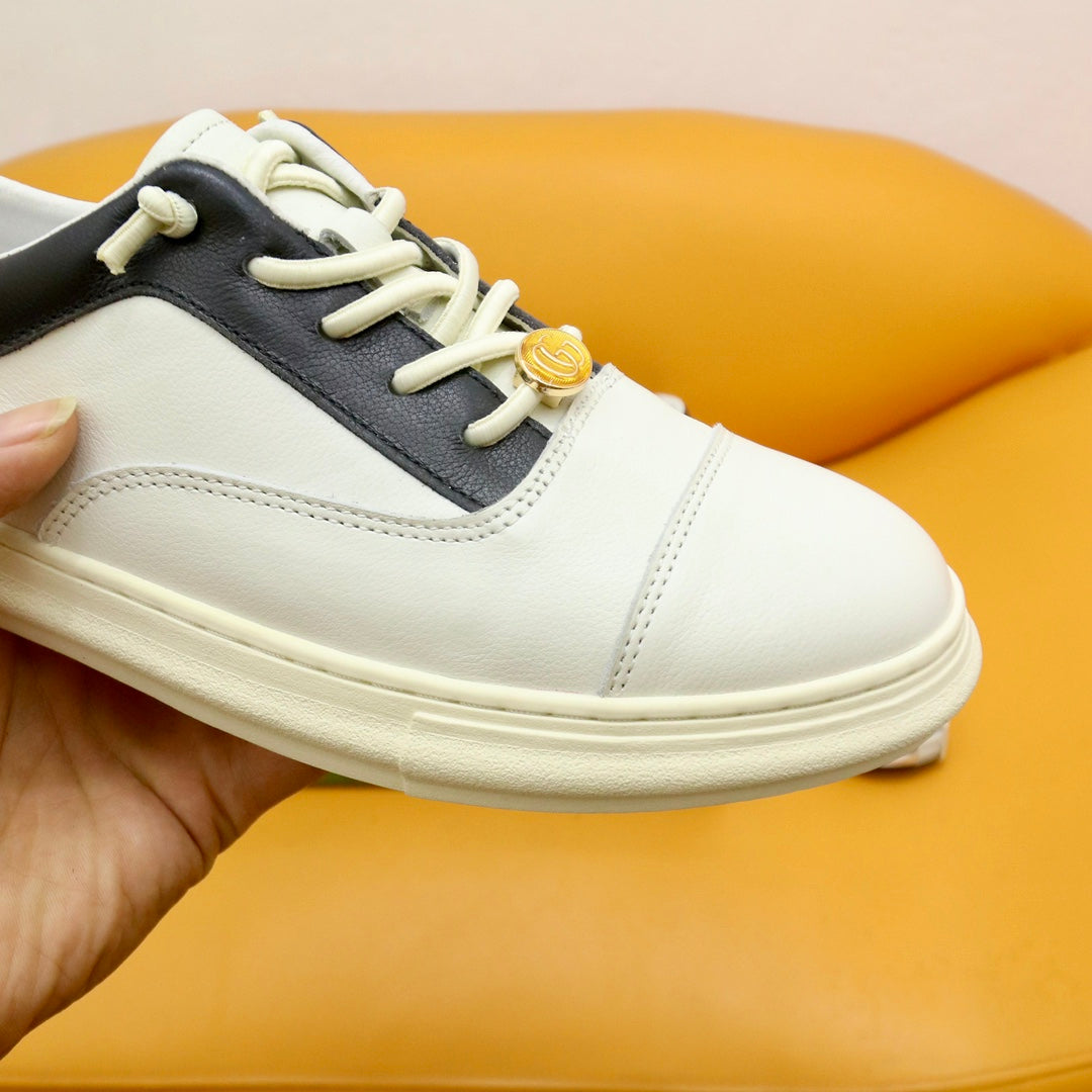 GG Men's Sneaker Black White Cowhide 522970