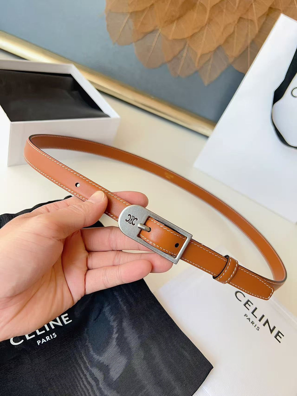 Celine 2026 Taurillon Belt 18mm Leather 207411