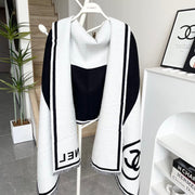 CC Scarf 195 CM White Mix Black Cashmere And Wool 418442