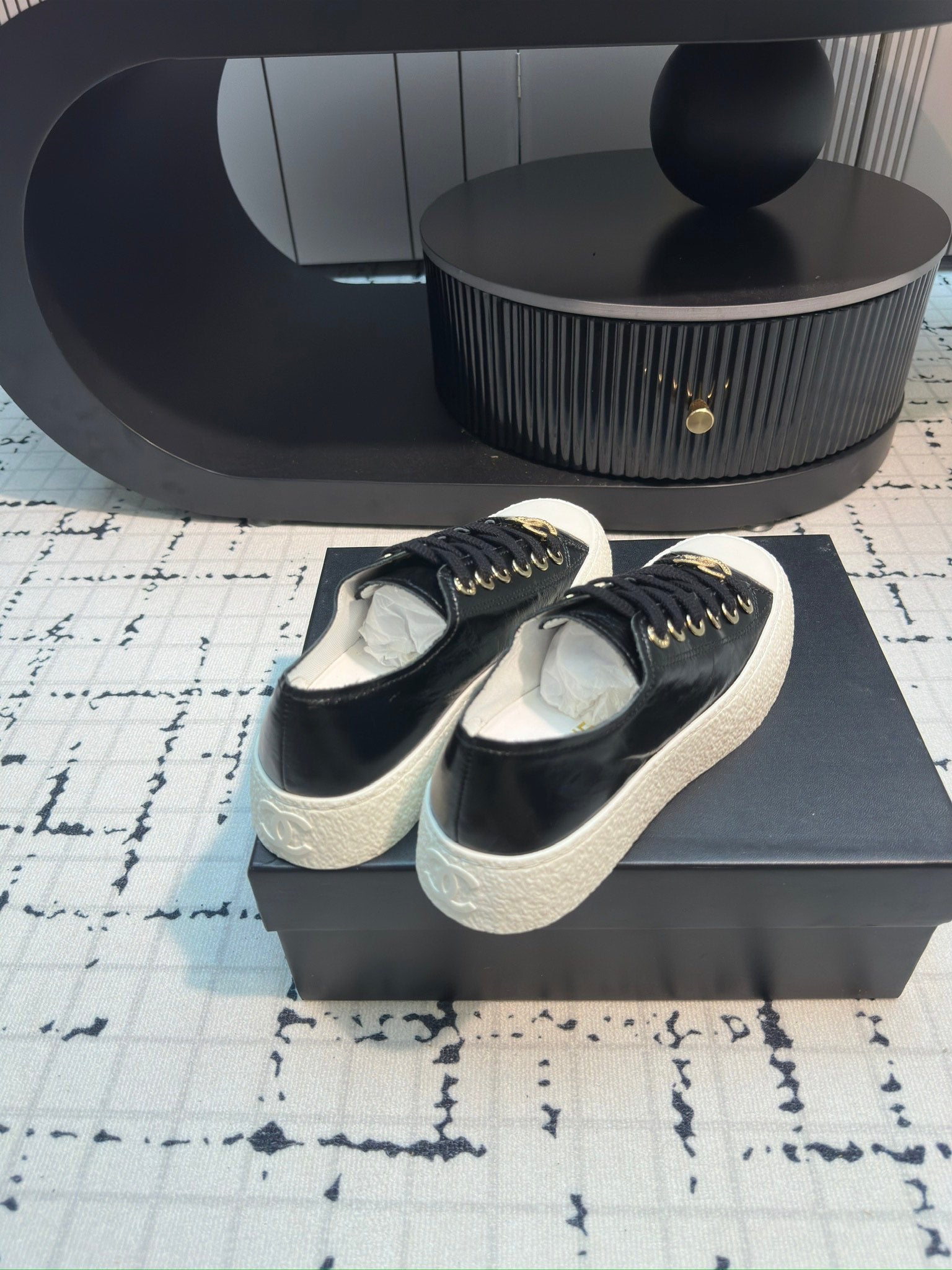 CC Low Sneaker 30mm Black Calfskin