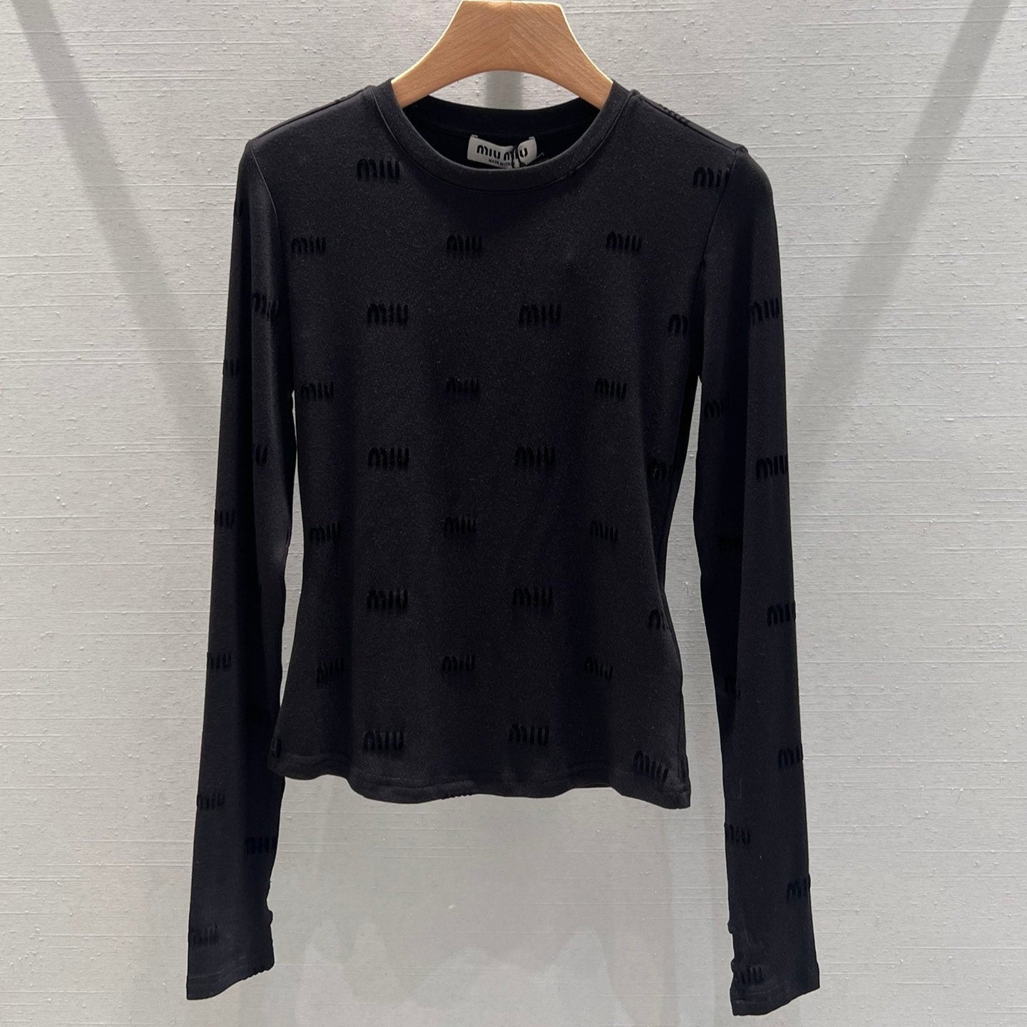 Miu Miu Long Sleeve T-shirt Black Cotton