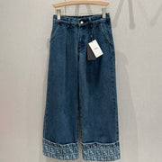 Fendi Denim Straight Pants Blue Cotton 208611