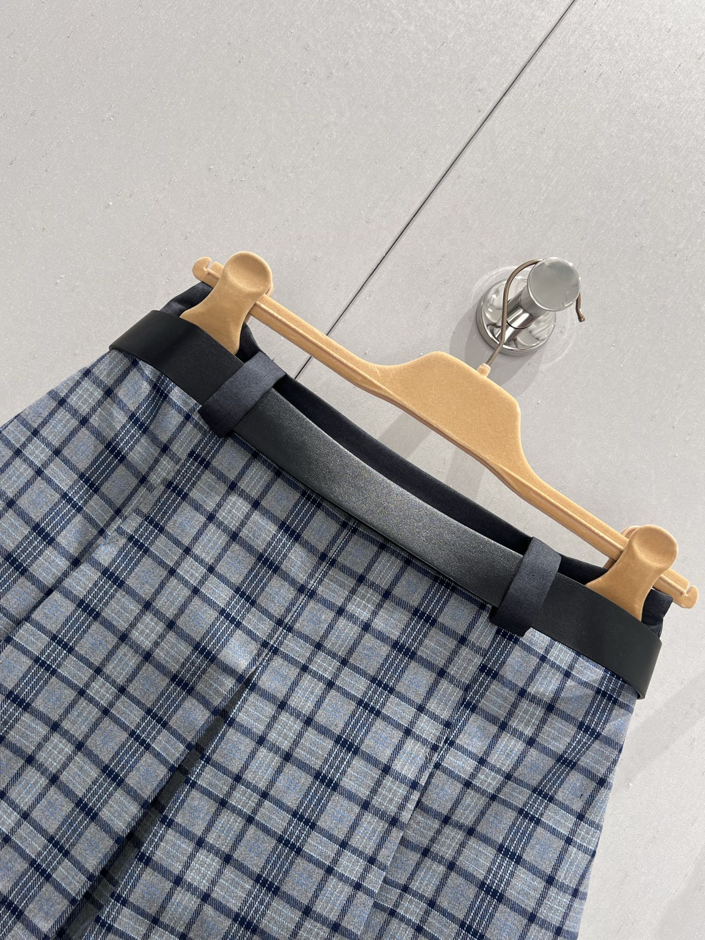 Miu Miu 25 Plaid Pleated Skirt Blue Polyester 211200