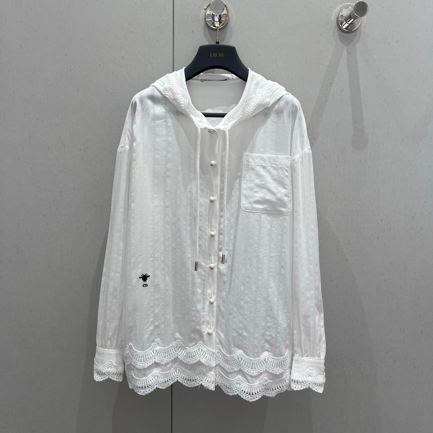 CD 25 Lace-trimmed Hooded Cardigan White Cotton 213817