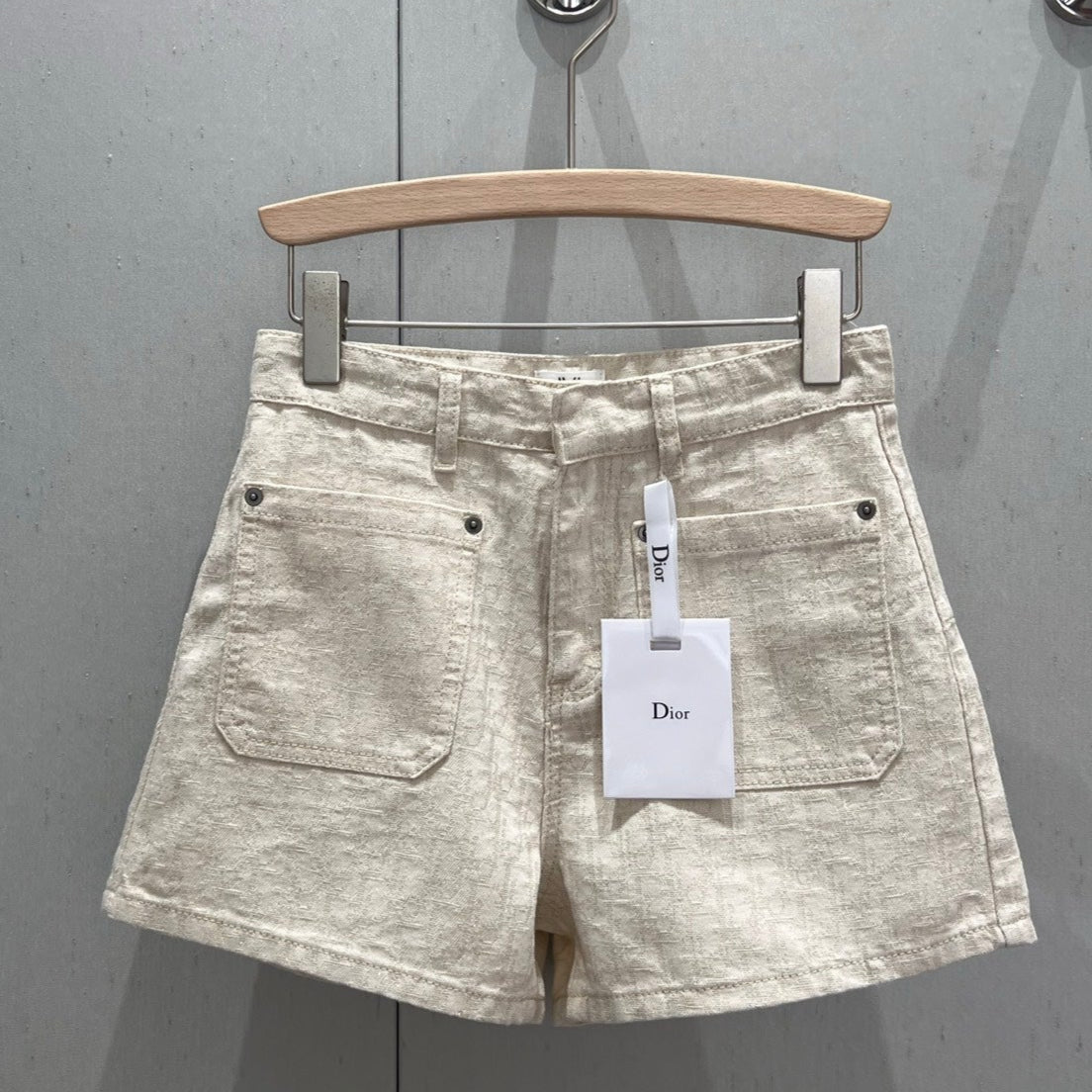 CD 2025 Pattern Shorts Beige Cotton 216935