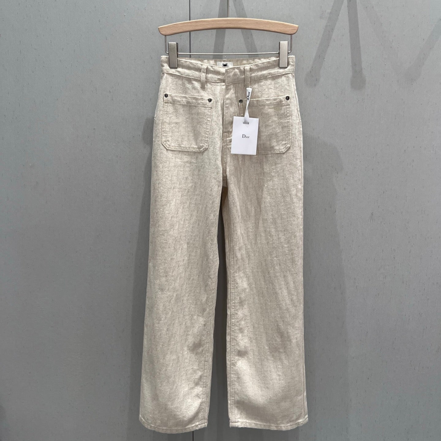 CD 2025 Pattern Straight Pants Beige Cotton 216928