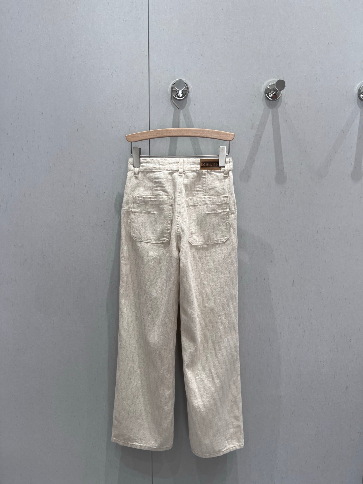 CD 2025 Pattern Straight Pants Beige Cotton 216928
