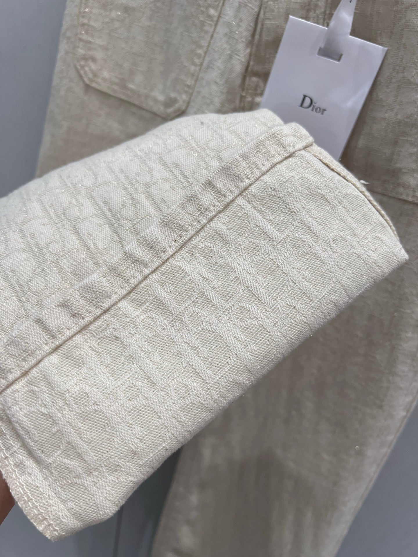 CD 2025 Pattern Straight Pants Beige Cotton 216928