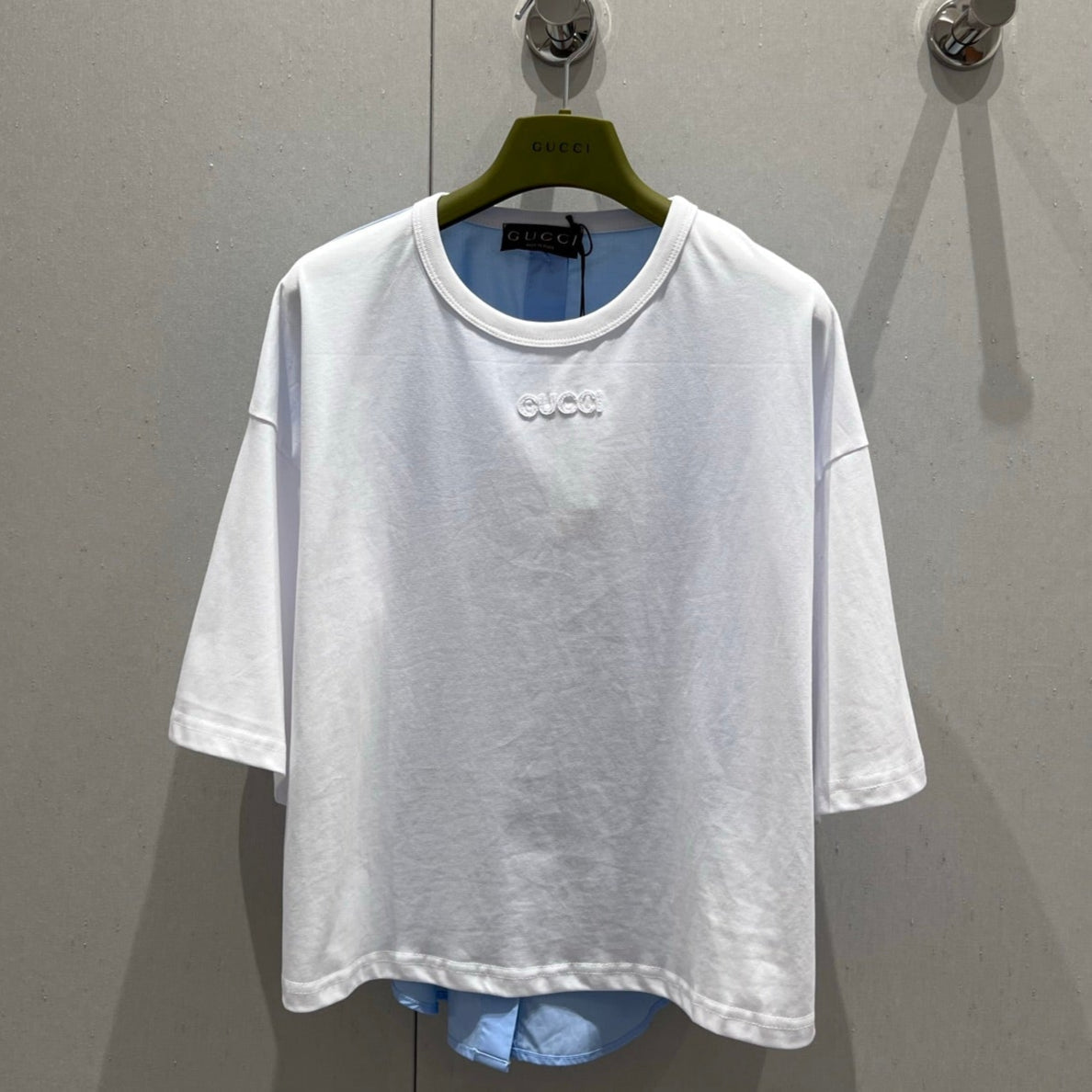 Gucci 25 Round Neck Short-sleeved T-shirt Blue White Cotton 217913