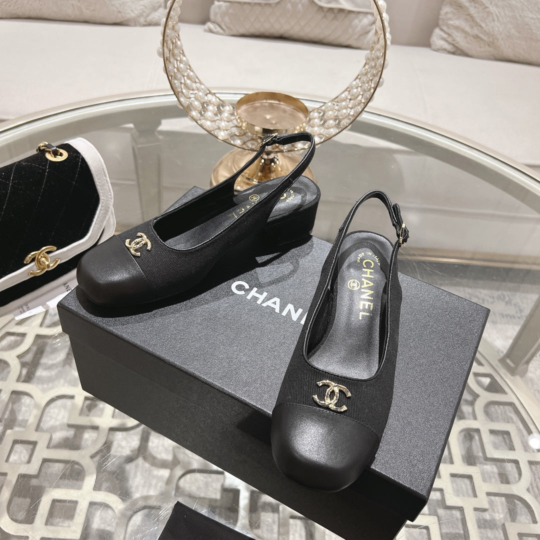 CC Slingbacks 35mm In Black Lycra Fabric And Lambskin 943261