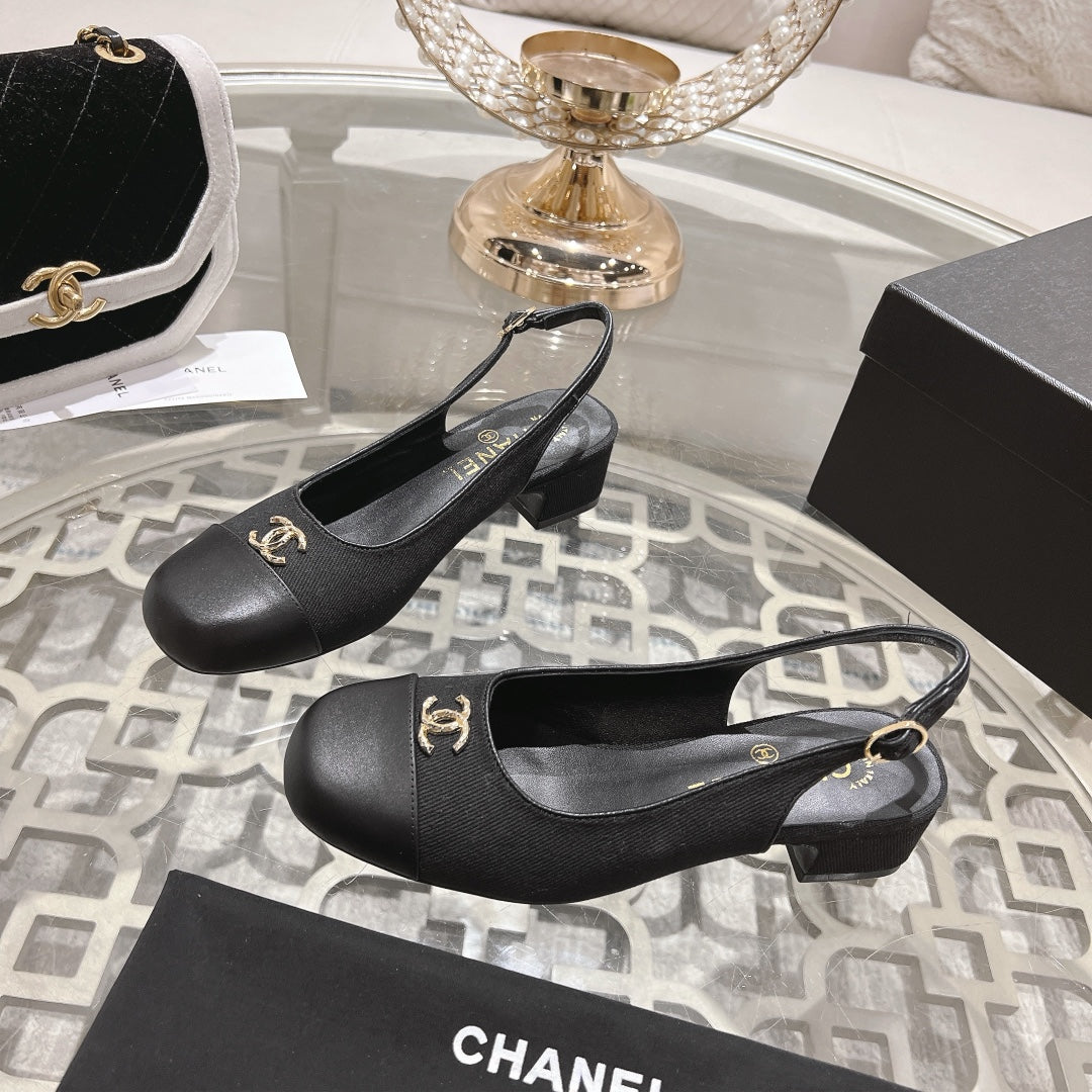 CC Slingbacks 35mm In Black Lycra Fabric And Lambskin 943261