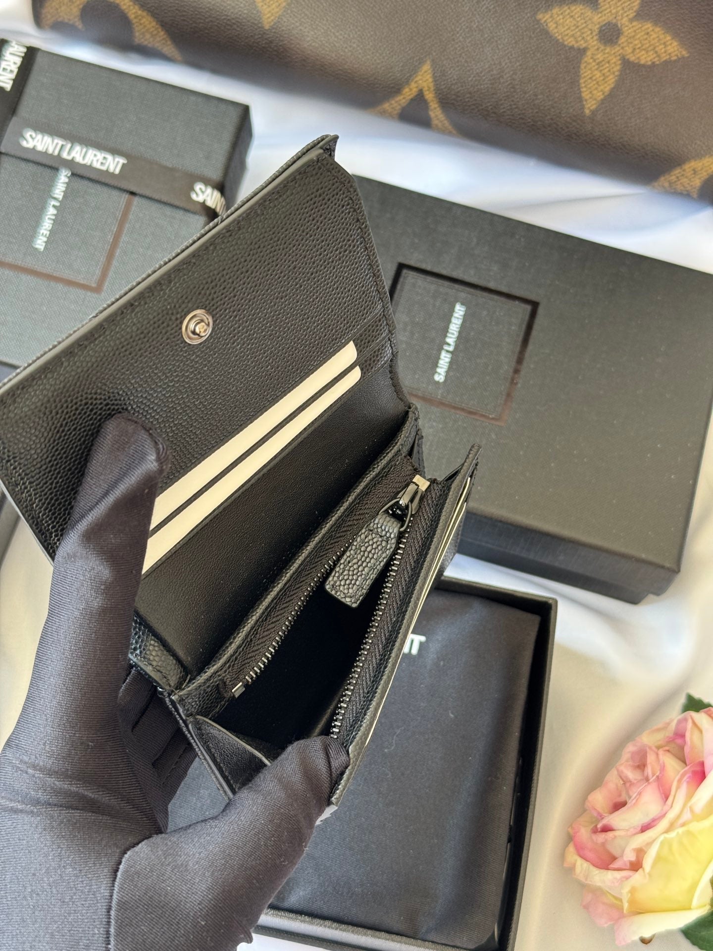 YSL Wallet Black Cowhide 240570