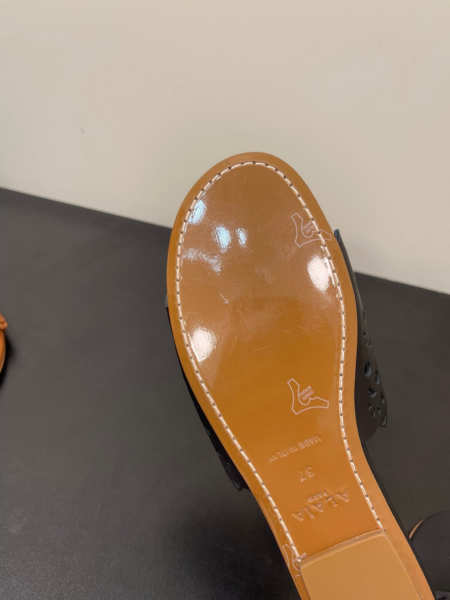 alaia mule black vienne lambskin